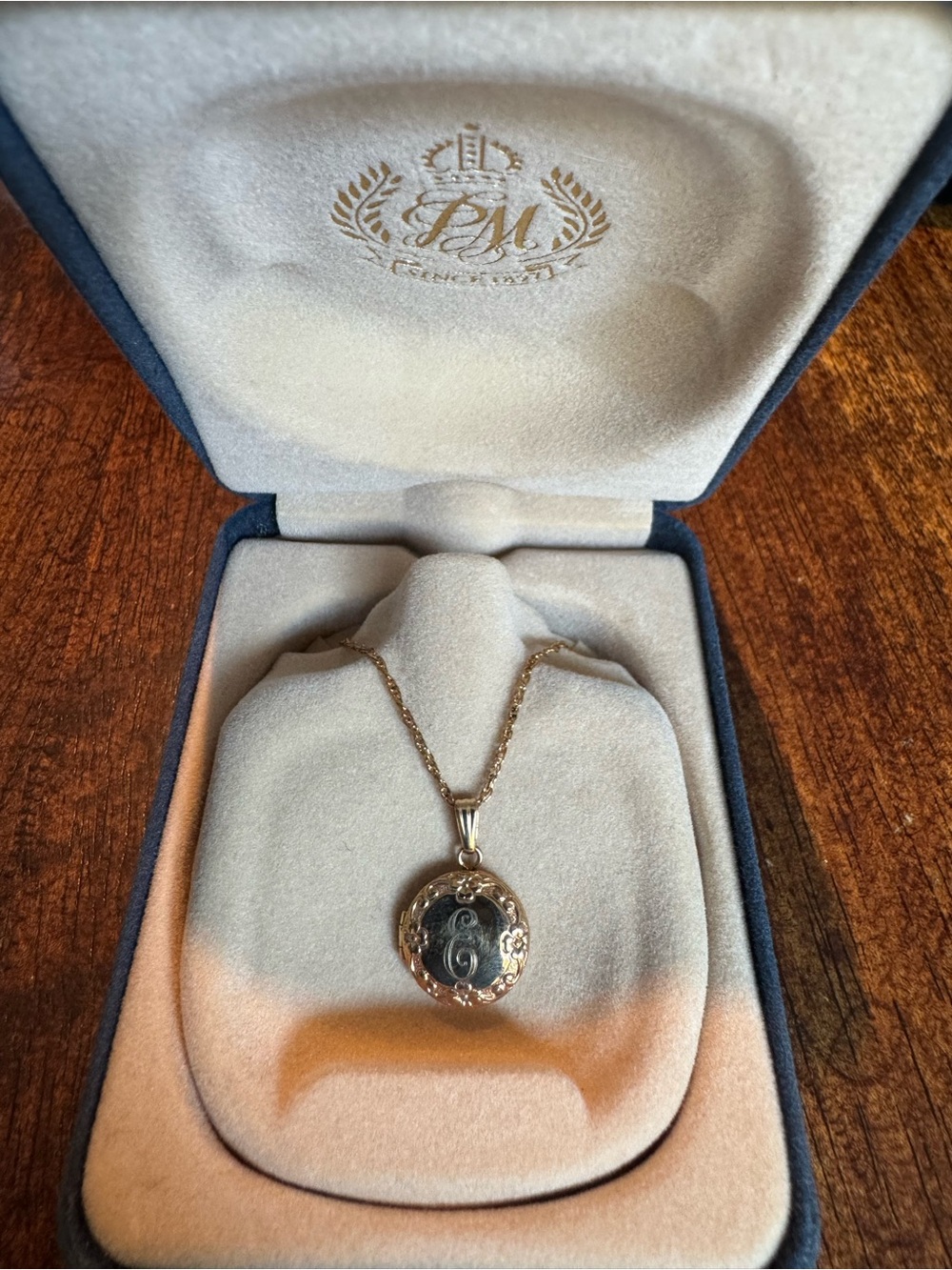 Elegant 14 KT Gold Filled, initial E, Locket Necklace with Engraved Monogram